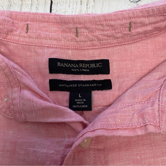 Banana Republic Soft Pink Linen Casual Button-Down Shirt Large - Picture 5 of 9